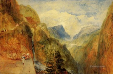 ロック・ヴァル・ダオスタ砦からのモンブラン ロマンチックな風景 ジョセフ・マロード・ウィリアム・ターナー山 Oil Paintings